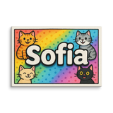 Sofia Name Art - Colorful Cats personalized wall print for kids