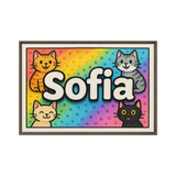 Sofia Name Art - Colorful Cats personalized wall print for kids