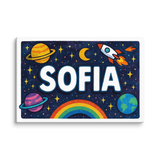 Sofia Name Art - Space Explorers personalized wall print for kids