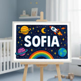 Sofia Name Art - Space Explorers personalized wall print for kids