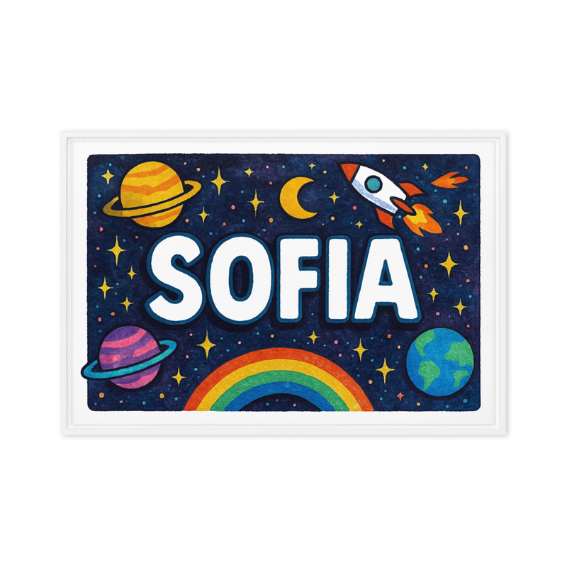 Sofia Name Art - Space Explorers personalized wall print for kids
