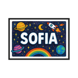 Sofia Name Art - Space Explorers personalized wall print for kids