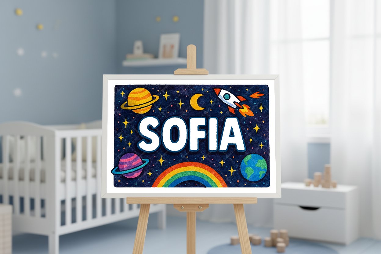 Personalized space name art for Sofia