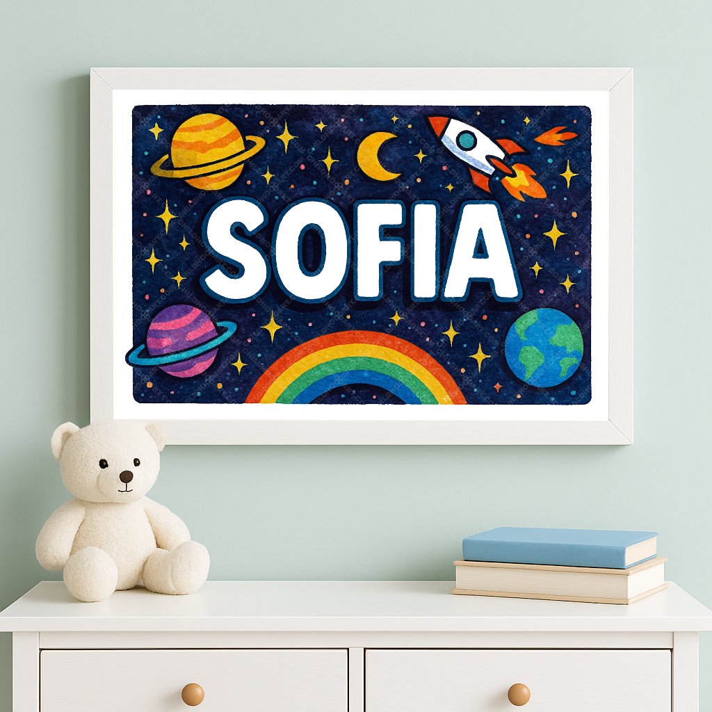 Personalized space name art for Sofia