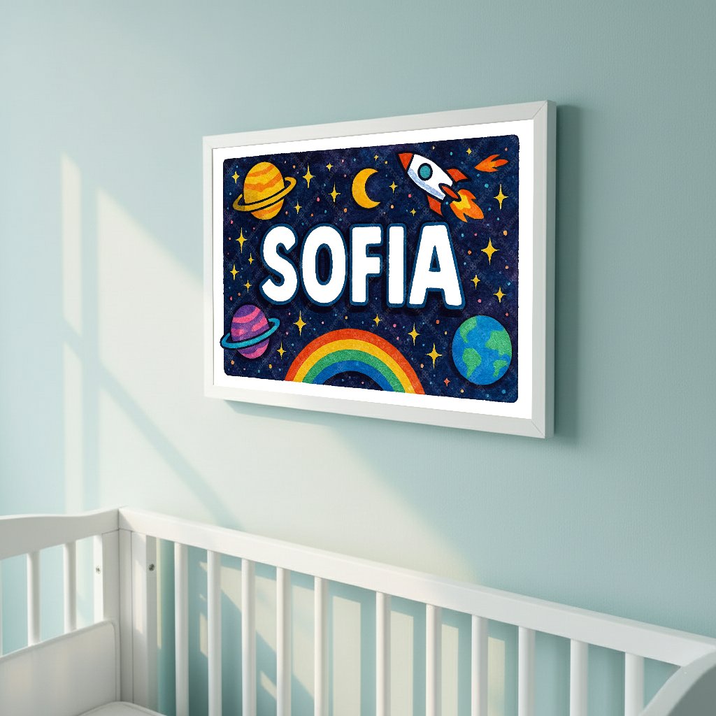 Personalized space name art for Sofia