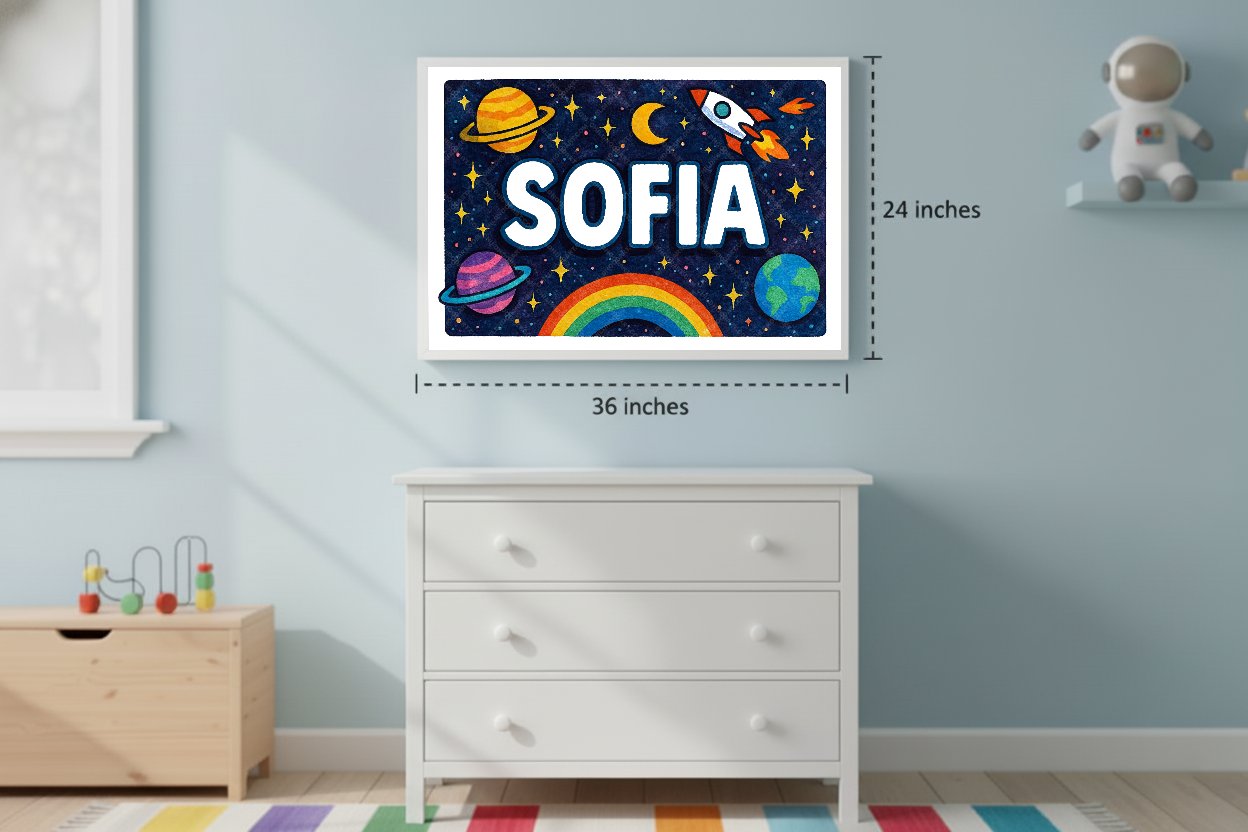 Personalized space name art for Sofia