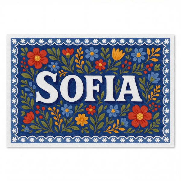 Floral farmhouse themed name art featuring Sofia