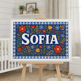 Sofia Name Art - Floral Farmhouse personalized wall print for kids