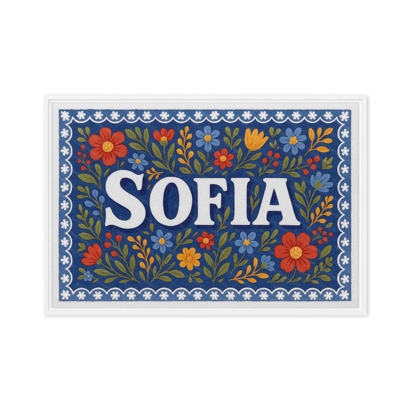 Sofia Name Art - Floral Farmhouse personalized wall print for kids