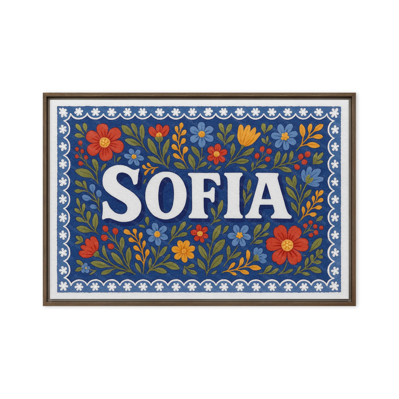 Sofia Name Art - Floral Farmhouse personalized wall print for kids