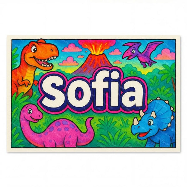 Personalized Sofia name art print in the Dinosaur adventure style