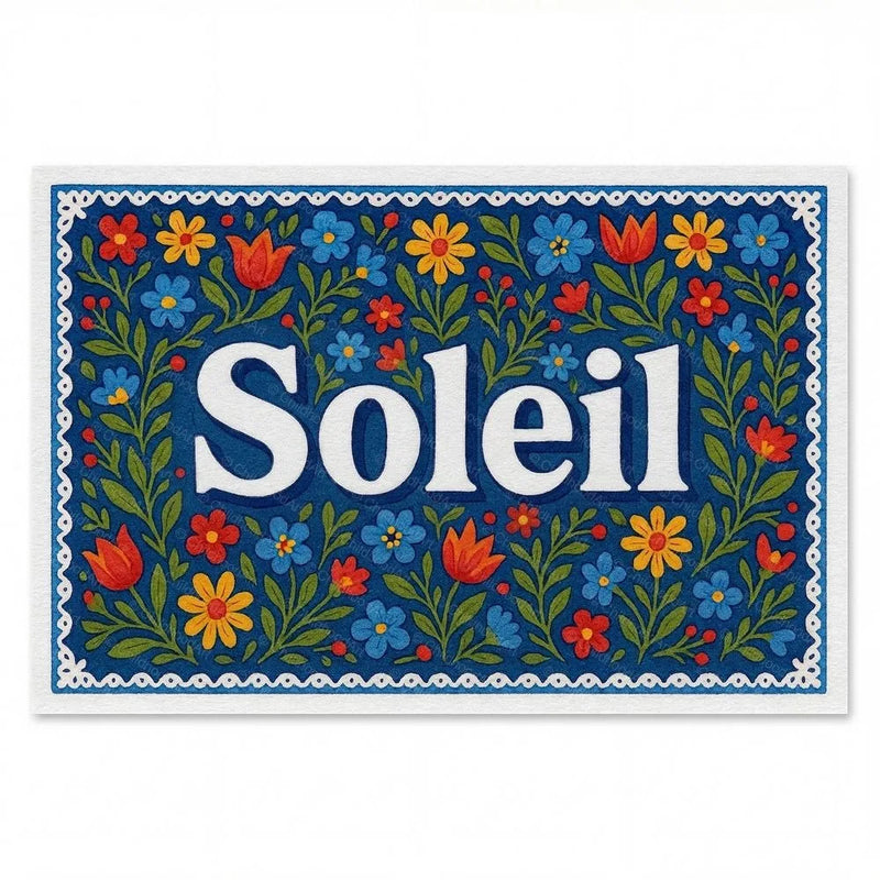 Soleil Name Art - Floral Farmhouse personalized wall print for kids