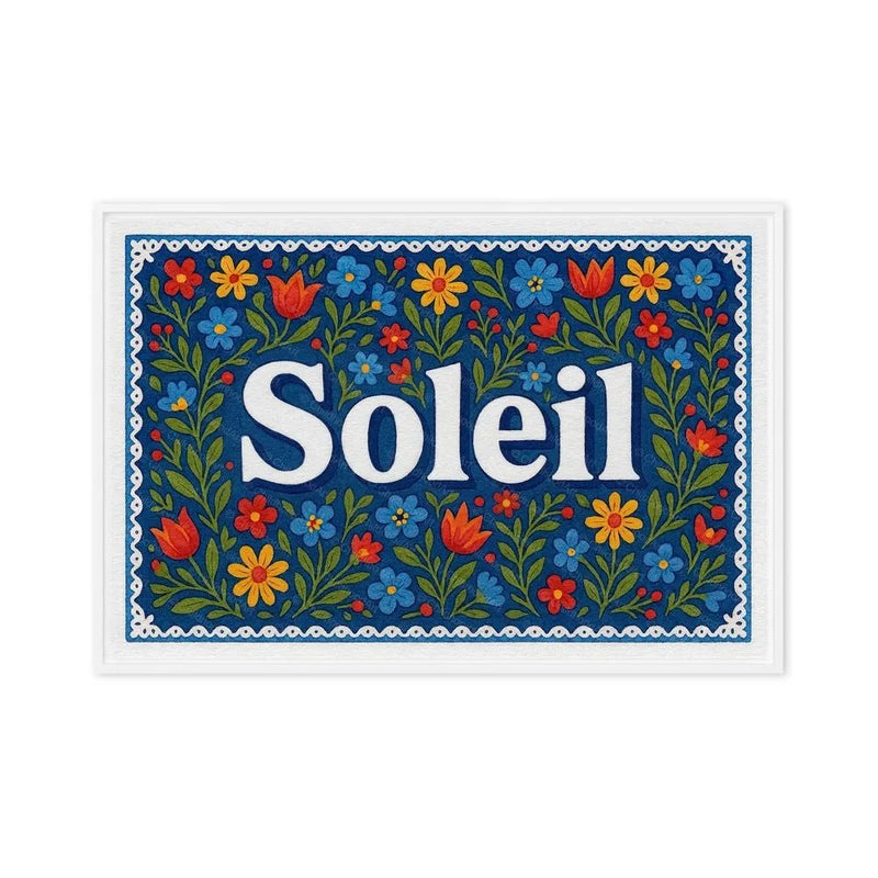 Soleil Name Art - Floral Farmhouse personalized wall print for kids