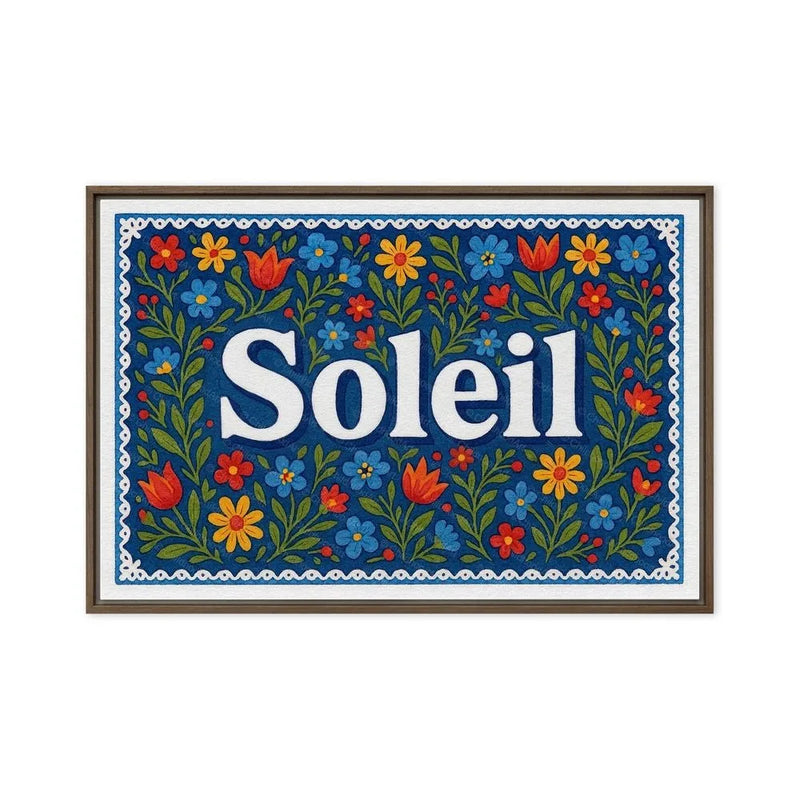Soleil Name Art - Floral Farmhouse personalized wall print for kids