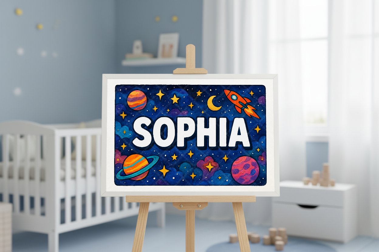 Personalized space name art for Sophia