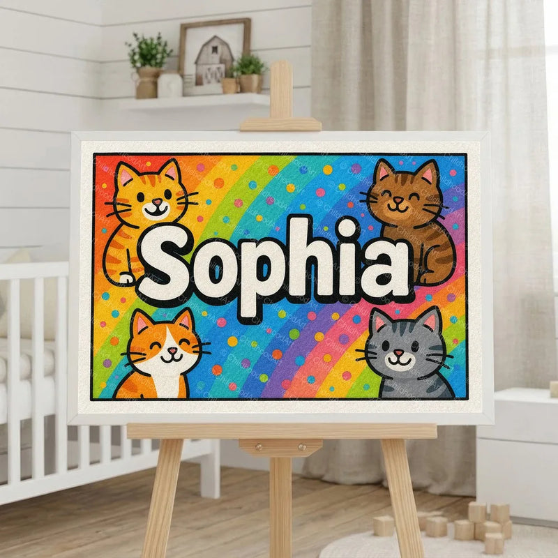 Playful personalized cat name art for Sophia