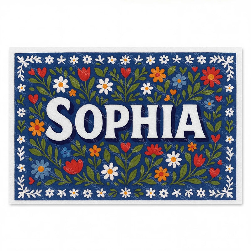 Calm personalized name art for Sophia