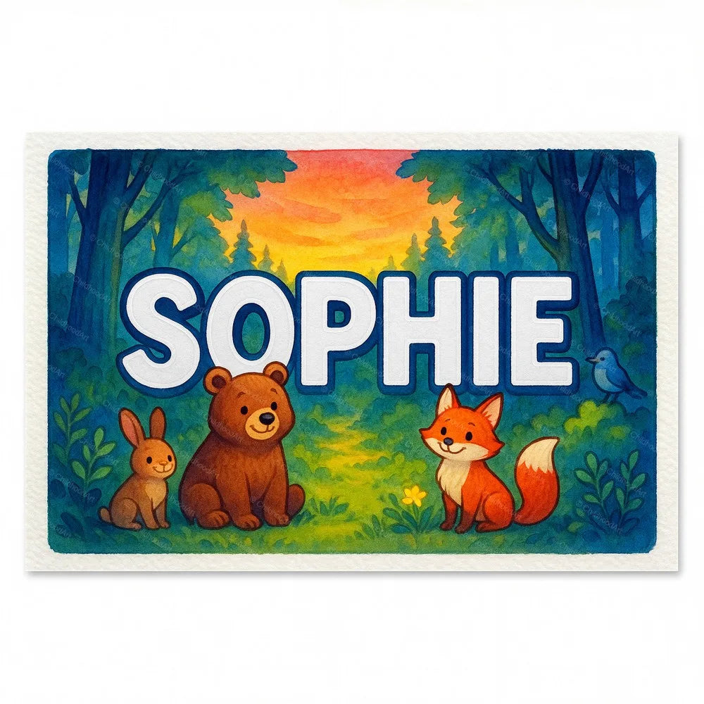 Sophie Personalized Forest Friends Art - Full size image