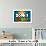 Calm personalized woodland name art for Sophie