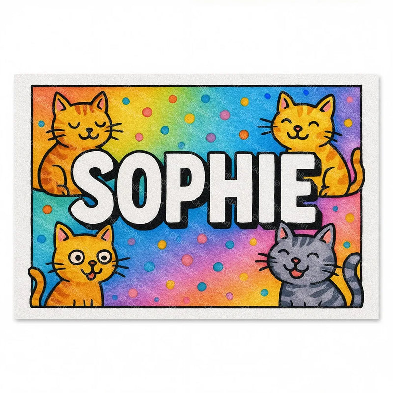 Playful personalized cat name art for Sophie