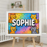 Playful personalized cat name art for Sophie