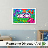 Adventurous personalized dinosaur name art for Sophie