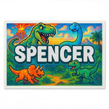 Spencer Name Art - Dinosaur Adventure personalized wall print for kids
