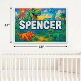 Spencer Name Art - Dinosaur Adventure personalized wall print for kids