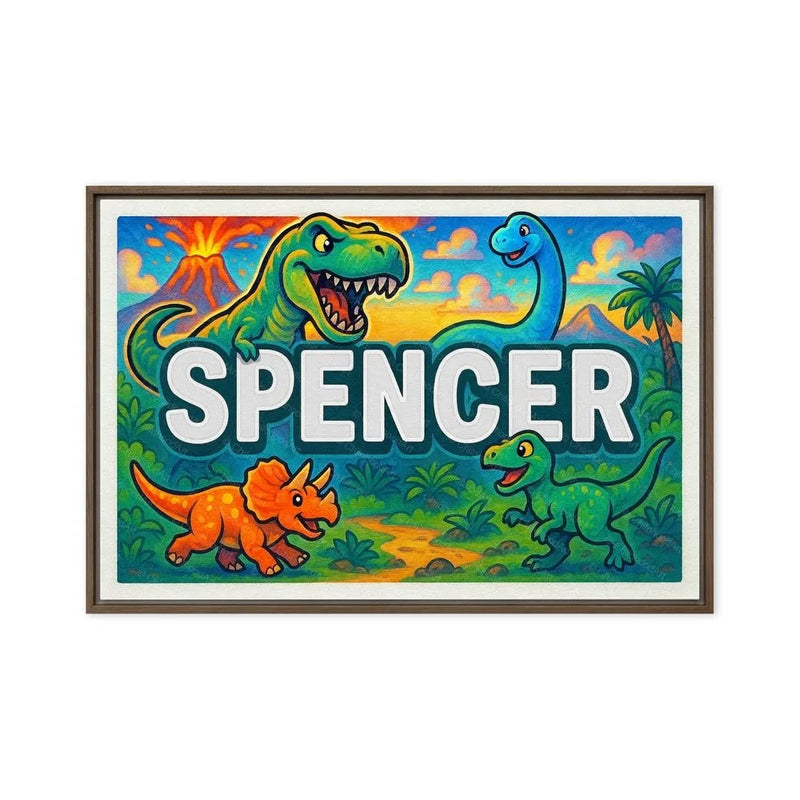 Spencer Name Art - Dinosaur Adventure personalized wall print for kids