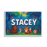 Stacey Name Art - Forest Friends personalized wall print for kids