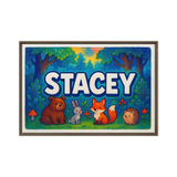 Stacey Name Art - Forest Friends personalized wall print for kids