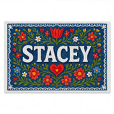Stacey Name Art - Floral Farmhouse personalized wall print for kids