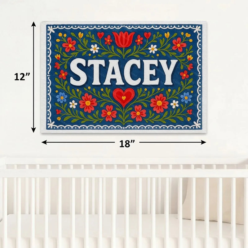 Stacey Name Art - Floral Farmhouse personalized wall print for kids