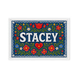 Stacey Name Art - Floral Farmhouse personalized wall print for kids