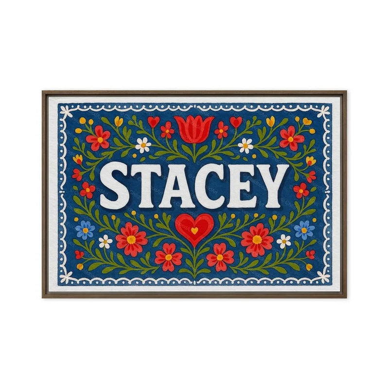 Stacey Name Art - Floral Farmhouse personalized wall print for kids