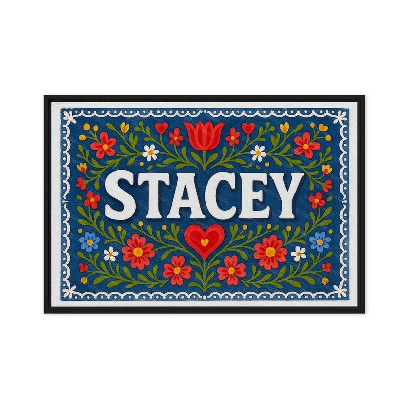 Stacey Name Art - Floral Farmhouse personalized wall print for kids