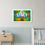 Stacy Name Art - Forest Friends personalized wall print for kids