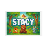 Stacy Name Art - Forest Friends personalized wall print for kids