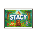 Stacy Name Art - Forest Friends personalized wall print for kids