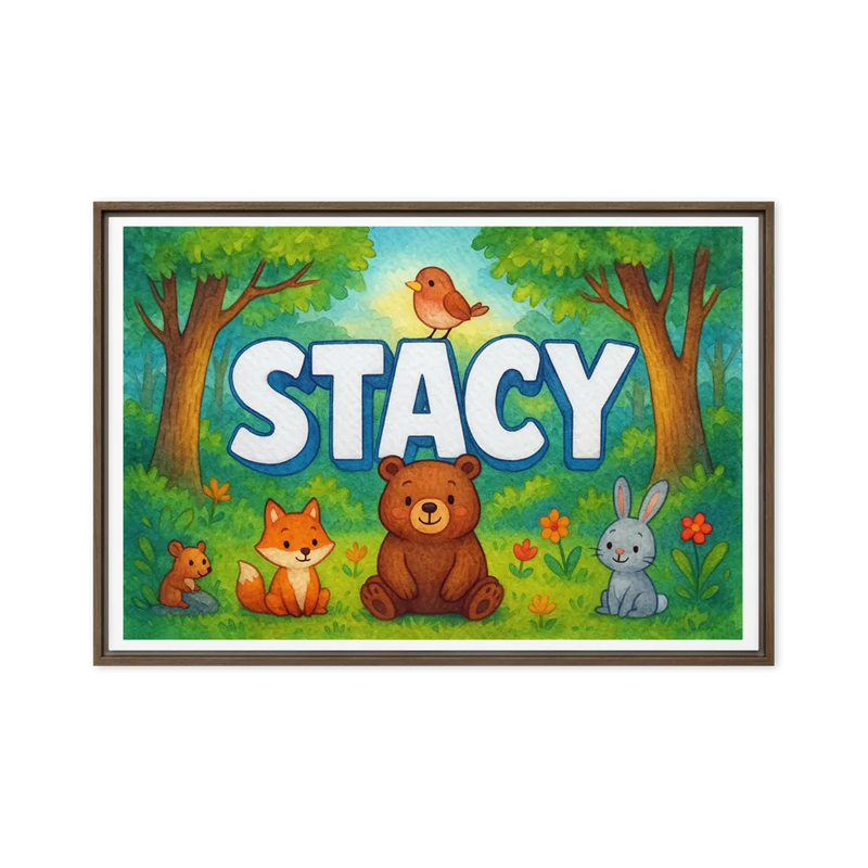 Stacy Name Art - Forest Friends personalized wall print for kids