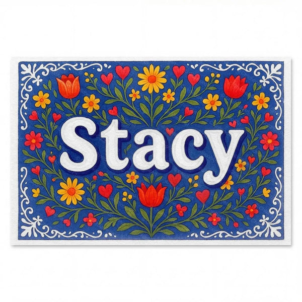 Personalized Stacy name art print in the Floral farmhouse style