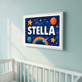 Adventurous personalized space name art for Stella