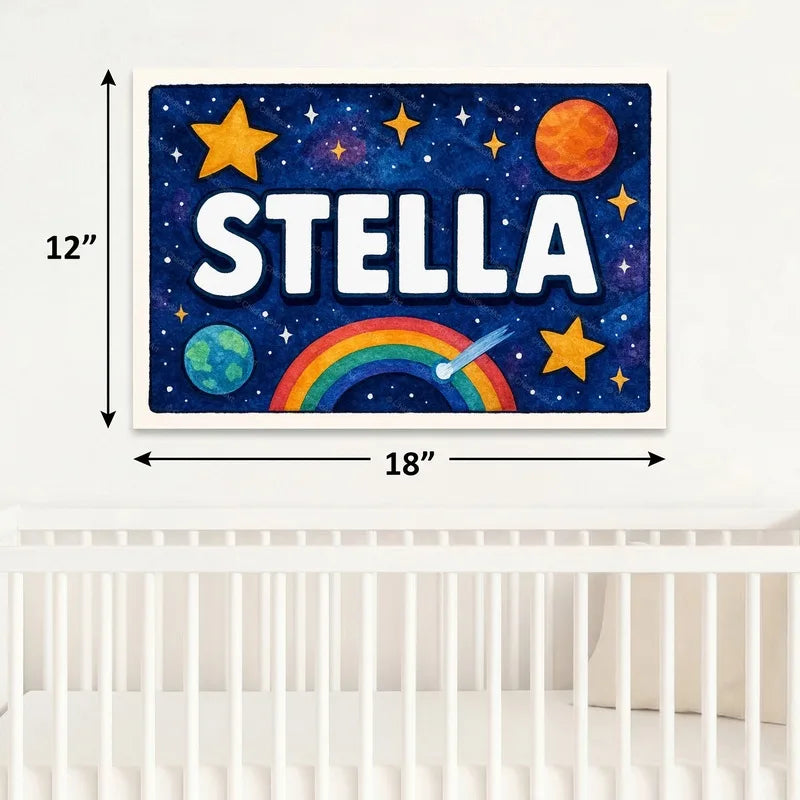 Adventurous personalized space name art for Stella