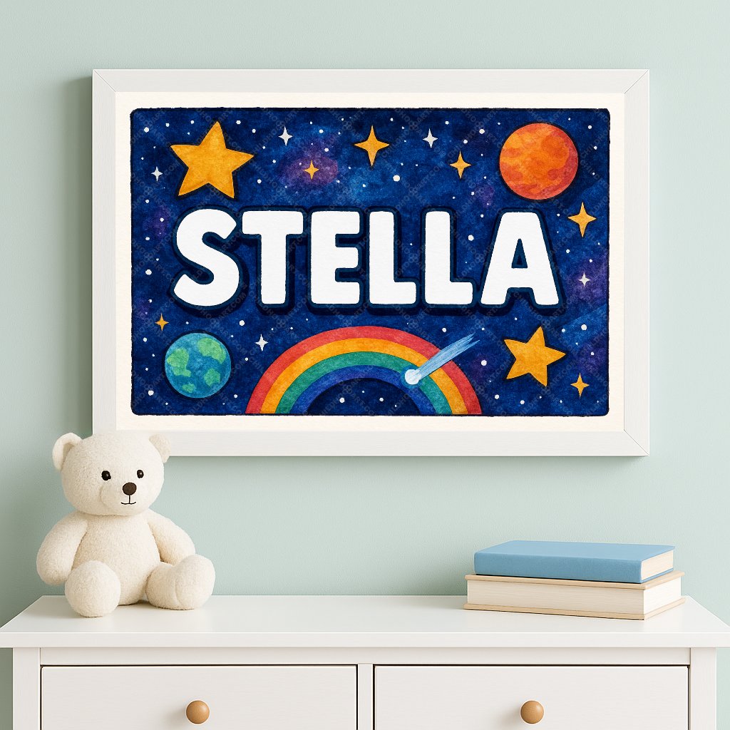 Personalized space name art for Stella
