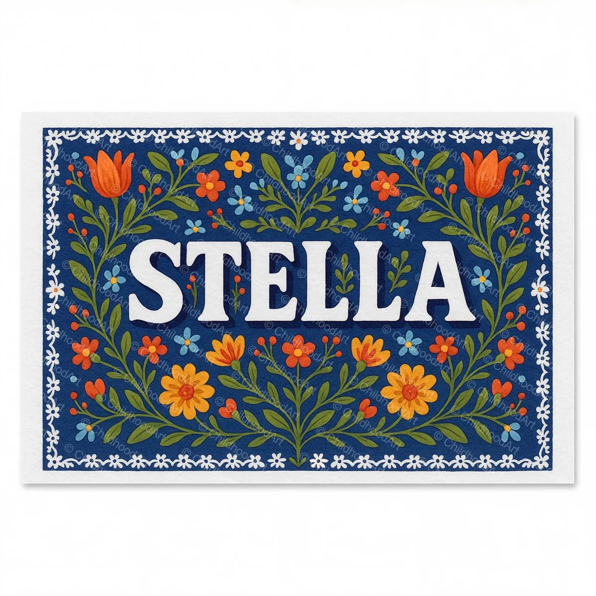Stella Floral Farmhouse Name Art - Full size image
