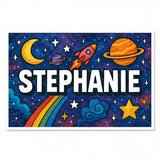 Adventurous personalized space name art for Stephanie