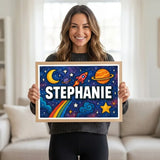 Adventurous personalized space name art for Stephanie