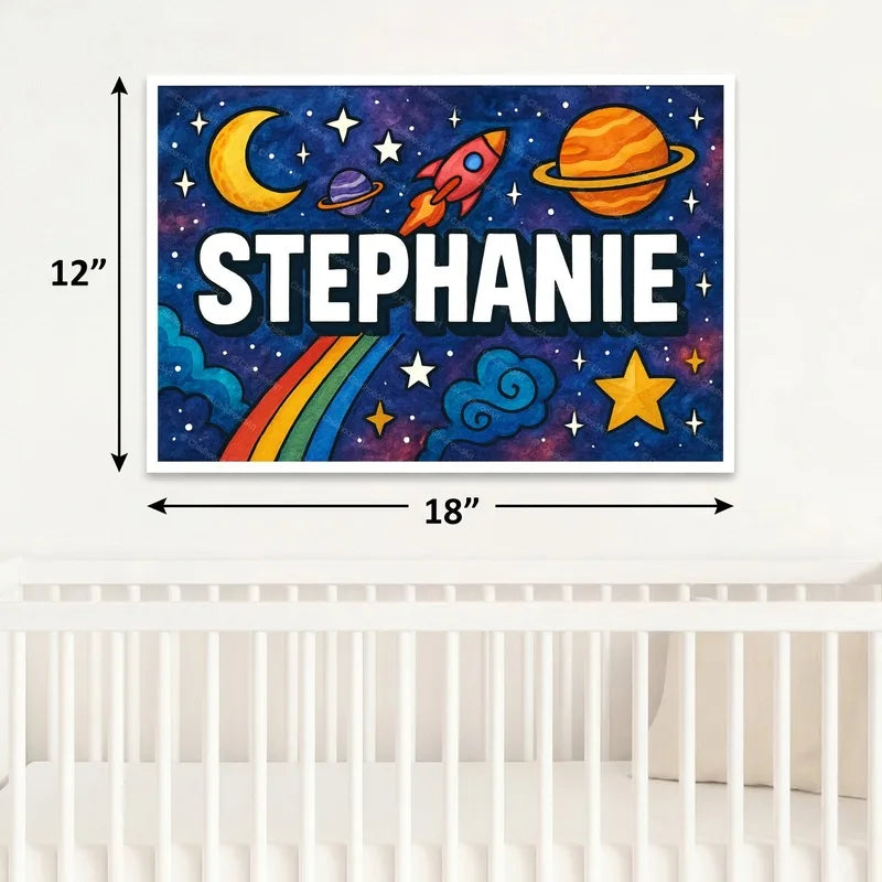 Adventurous personalized space name art for Stephanie