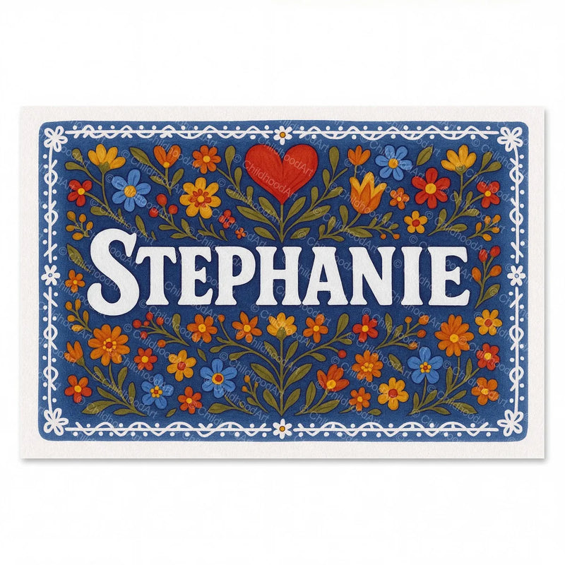 Calm personalized name art for Stephanie