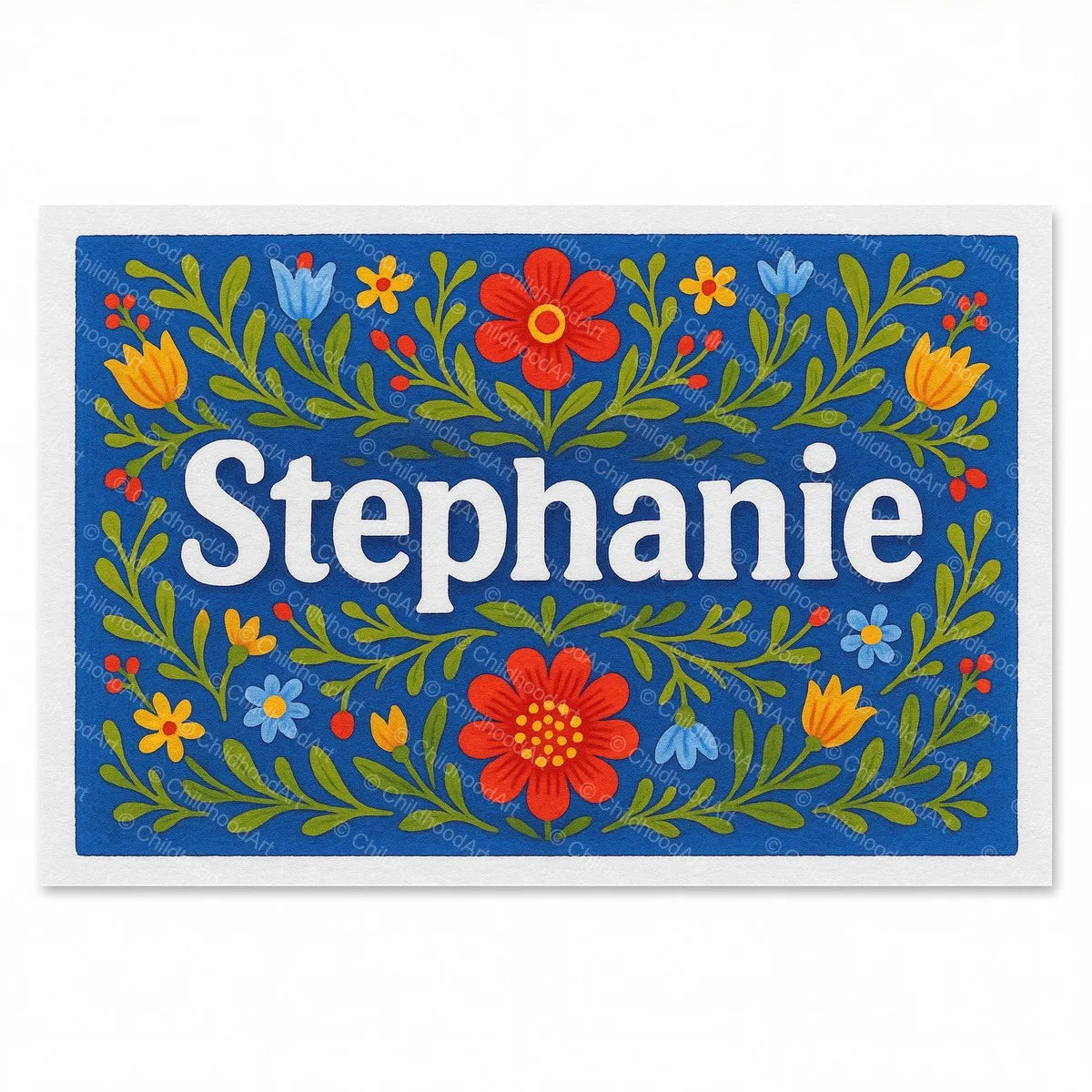Stephanie Floral Farmhouse Name Art - Full size image